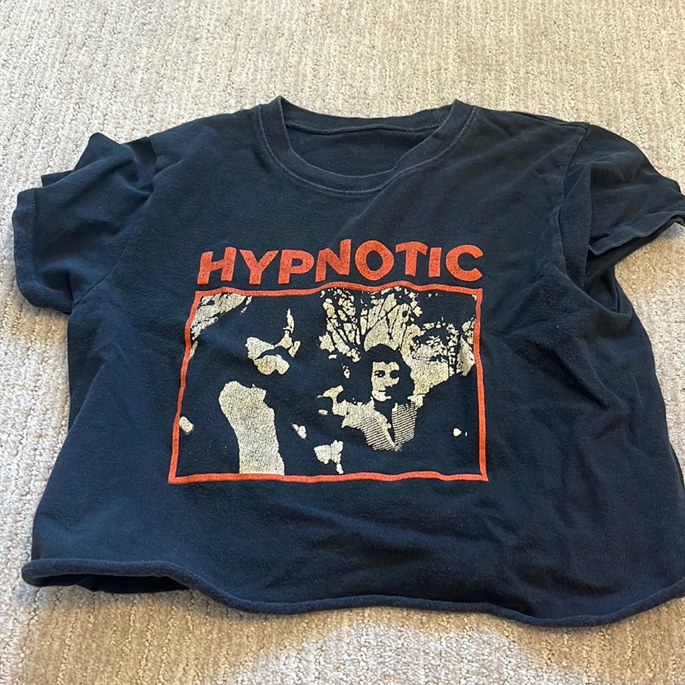 black “hypnotic” brandy crop top